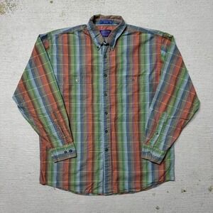 Pendleton Plaid Oxford Button Up Shirt Size Large